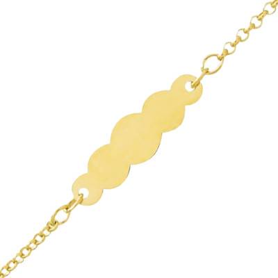 Yellow Gold Rolo Chain Cloud Baby ID Bracelet, Adjustable Length 14 cm - Bambins