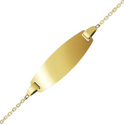 Gourmette Plaque Tonneau en Or Jaune 375 ou 750, Longueur 12 à 14 cm ou 14 à 16 cm - Bambins