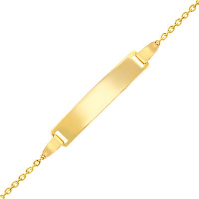 Yellow Gold 750 Rectangular Plate Baby ID Bracelet, Length 12 cm to 14 cm or 14 cm to 16 cm - Bambins