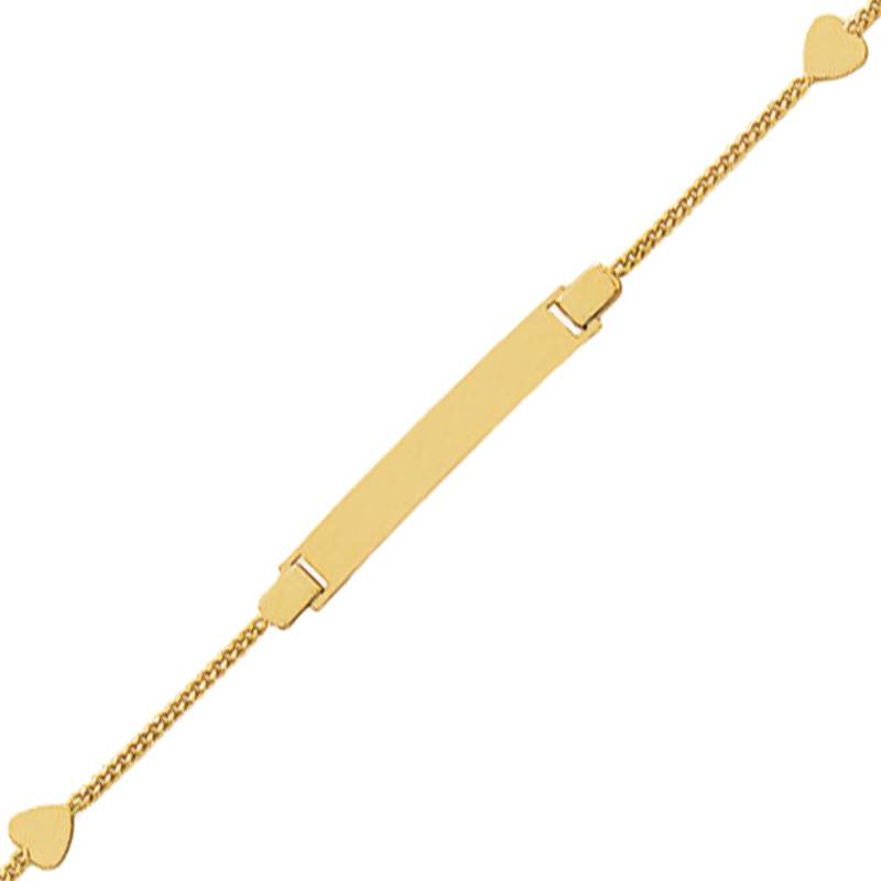 750/1000 Yellow Gold Heart Baby ID Bracelet, Adjustable Length 14 cm - Bambins