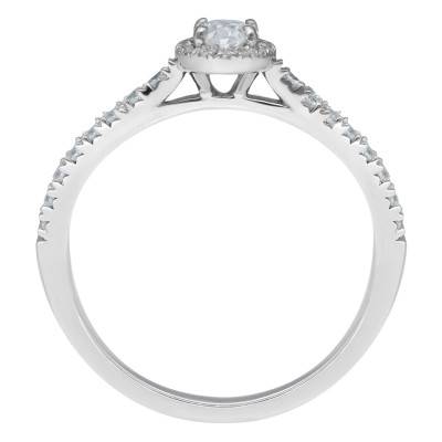 Bague Diamant Ovale 0,30 ct GIA et son Pavage en Or Blanc 750 - Divine