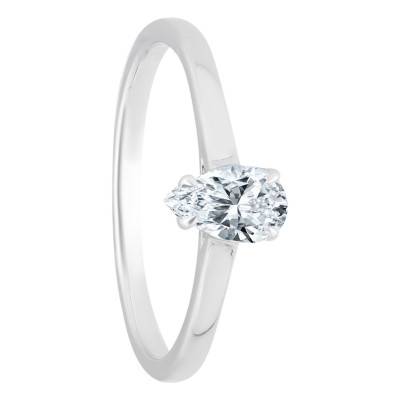 Bague Solitaire Diamant Poire 0,50 ct GIA en Or Blanc 750 - Divine