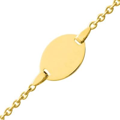 Gourmette Ovale Maille Forçat en Plaqué Or Jaune, Longueur 15 cm Ajustable - Bambins