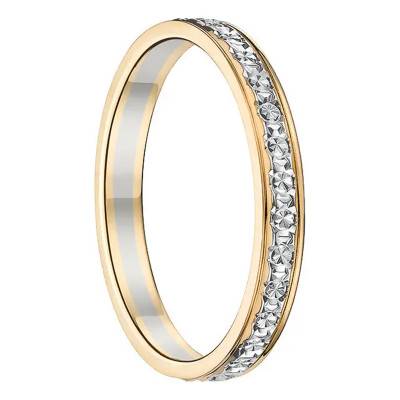 Alliance Ruban Standard Amour en 2 Ors 750 & Rail de Diamants, Largeur 2,5 mm - Gaïa