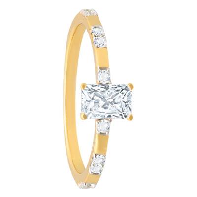 Bague Diamant Radiant 0,50 ct GIA en Or Jaune 750 - Divine