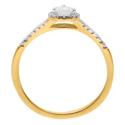 Bague Diamant Poire 0,50 ct GIA et son Halo en Or Jaune 750 - Divine