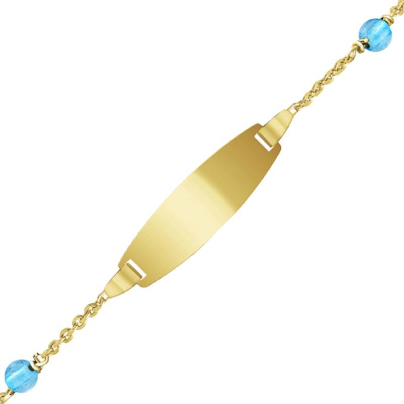 9K Yellow Gold Baby ID Bracelet with Topazes, Length 12 cm to 14 cm or 14 cm to 16 cm - Bambins