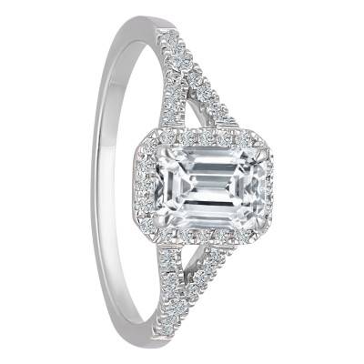 Bague Diamant Radiant 0,50 ct en Or Blanc 750 - Divine