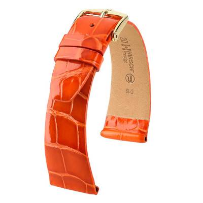 Orange Prestige Leather Watch Strap 022 07 77 - Hirsch