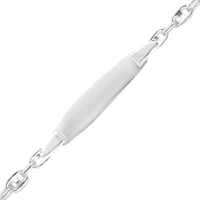 Gourmette Plaque et Maille Grain de Café en Argent 925, Longueur 13 à 15 cm - Bambins