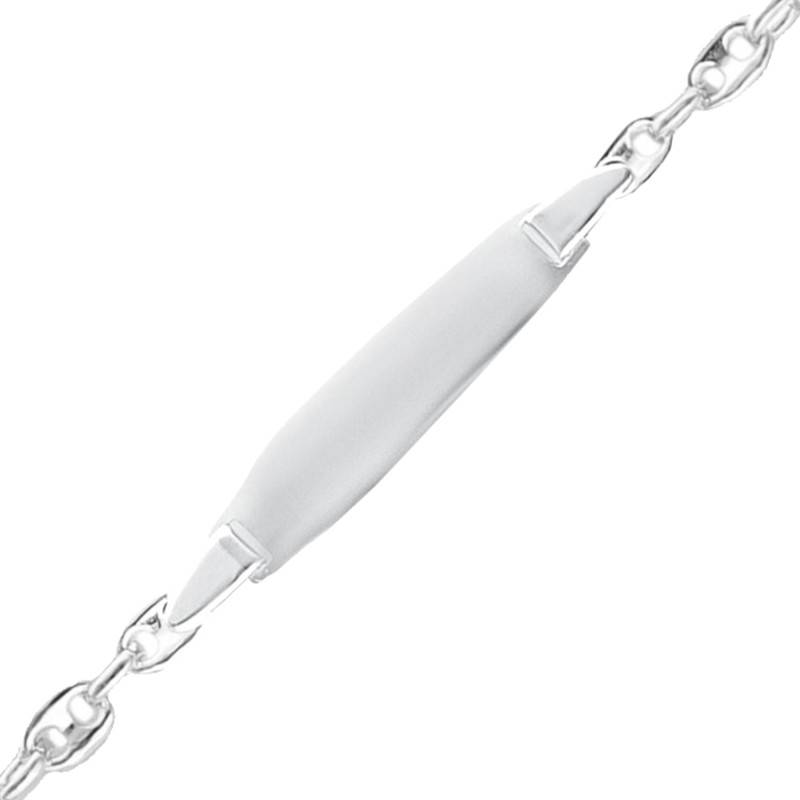 925 Silver Baby ID Bracelet with Coffee Bean Chain, Length 13 cm to 15 cm - Bambins