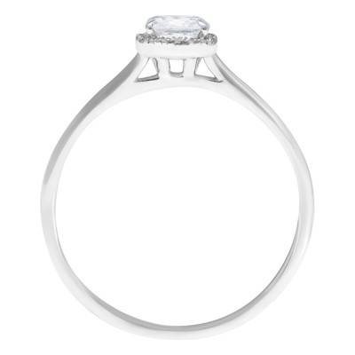 Bague Diamant Coussin 0,50 ct GIA et Halo en Or Blanc 750 - Divine