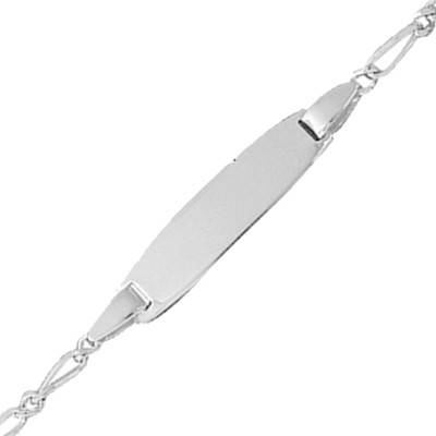 Gourmette Maille Cheval Alternée et Plaque en Argent 925, Longueur 13 à 15 cm, Largeur 1 mm - Bambins