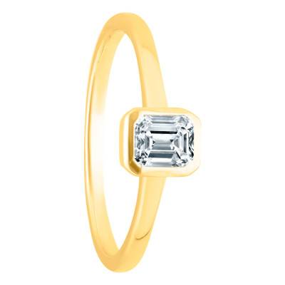 Bague Solitaire Diamant Radiant 0,50 ct GIA en Or Jaune 750 - Divine