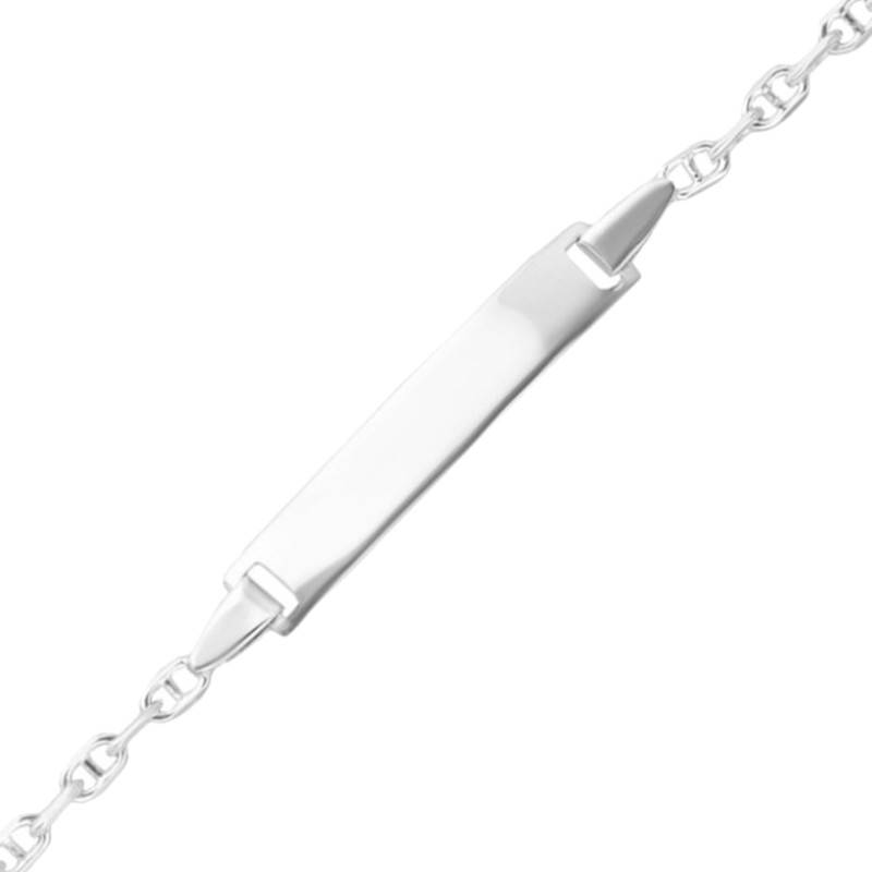 925 Silver Baby ID Bracelet with Mariner Chain, Length 13 cm to 15 cm, Width 1 mm - Bambins