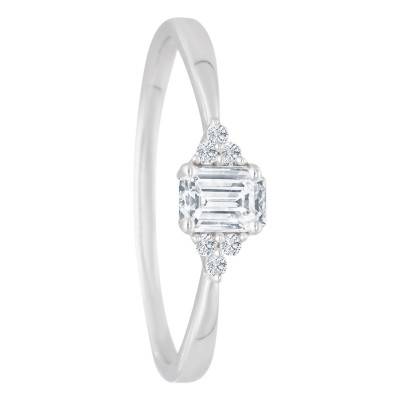 Bague Diamant Radiant 0,30 ct, Or Blanc 750 - Divine
