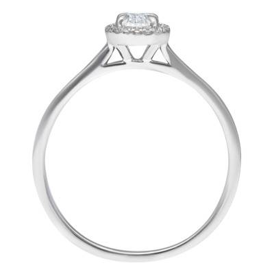 Bague Diamant Ovale 0,50 ct GIA et son Halo Or Blanc 750 - Divine