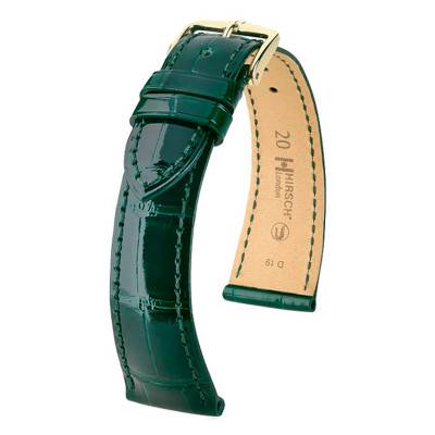 Shiny Dark Green London Leather Watch Strap - 040741 - Hirsch