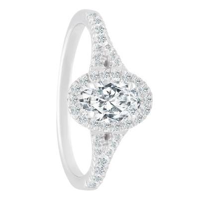 Bague Diamant Ovale 0,50 ct GIA, Or Blanc 750 - Divine