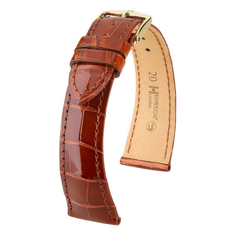 Shiny Golden Brown London Leather Watch Strap 040770 - Hirsch