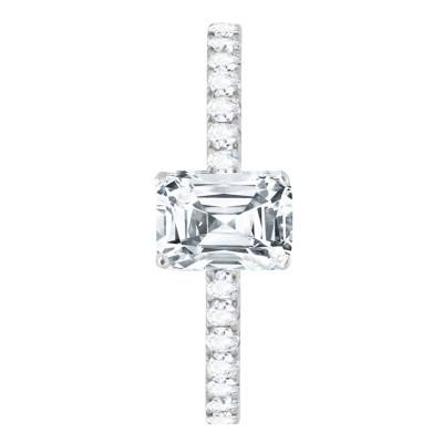 Bague Diamant Radiant 0,70 ct GIA, Pavage en Or Blanc 750 - Divine