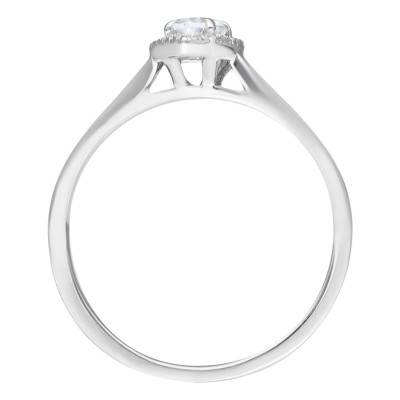 Bague Diamant Poire 0,70 ct GIA et son Halo en Or Blanc 750 - Divine