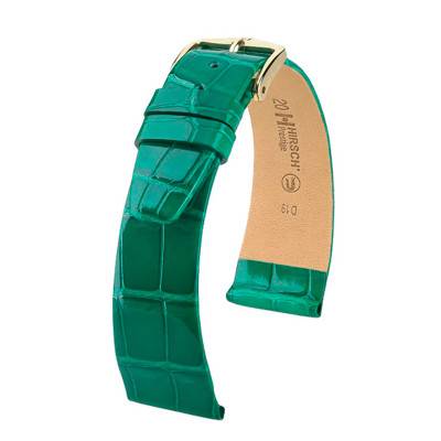 Hirsch Prestige Exotic Glossy Green Leather Watch Strap 02207140 - Hirsch