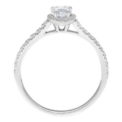 Bague Diamant Poire 0,70 ct GIA et son Pavage en Or Blanc 750 - Divine