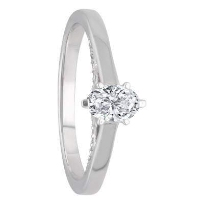 Bague Diamant Ovale 0,50 ct GIA en Or Blanc 750 - Divine