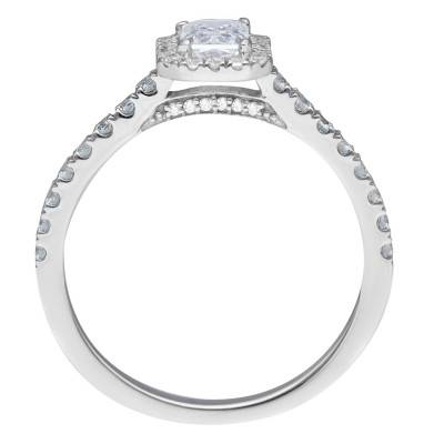Bague Diamant Radiant 0,70 ct GIA et son Pavage en Or Blanc 750 - Divine