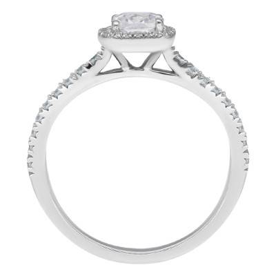 Bague Diamant Coussin 0,70 ct GIA et son Pavage en Or Blanc 750 - Divine