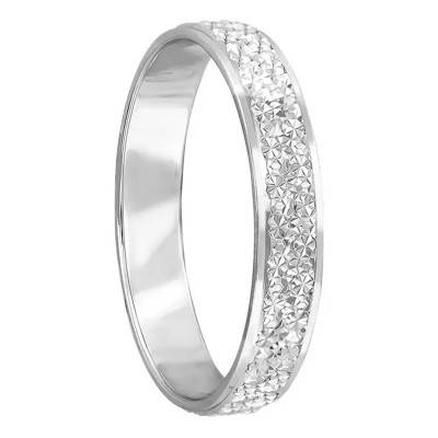 Alliance Ruban Standard Godâvarî Diamantée en Or Blanc 750, Largeur 3,50 mm - Gaïa