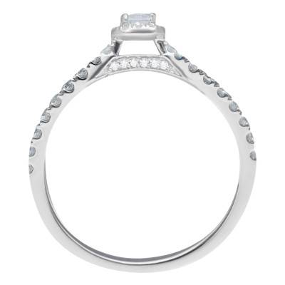 Bague Diamant Radiant 0,30 ct GIA et son Pavage en Or Blanc 750 - Divine