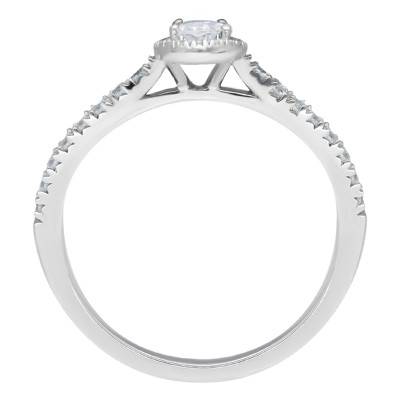 Bague Diamant Ovale 0,50 ct GIA et son Halo en Or Blanc 750 - Divine