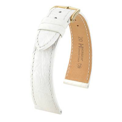 White Genuine Croco Watch Strap 0180800 - Hirsch