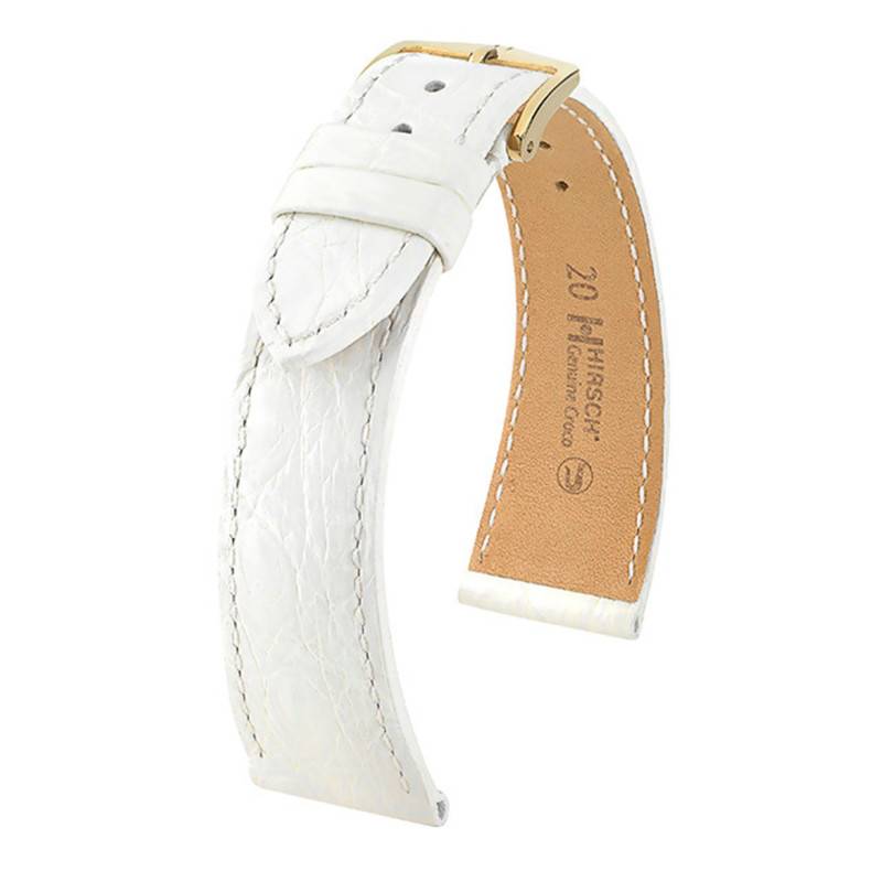 White Genuine Croco Watch Strap 0180800 - Hirsch