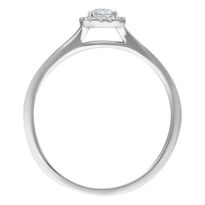 Bague Diamants Radiant 0,25 ct et son Halo en Or Blanc 750 - Divine