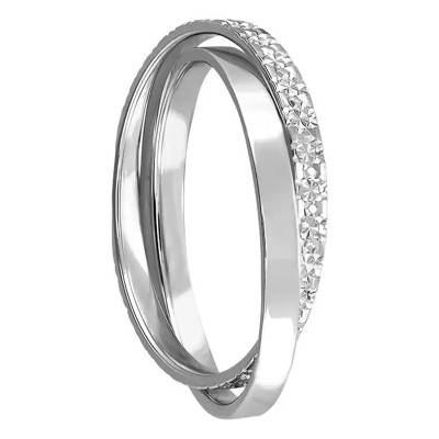 Alliance Ruban Standard Double-Anneaux Diamantés Polie Entrelacés en Or Blanc 750, Largeur 2 mm - Gaïa