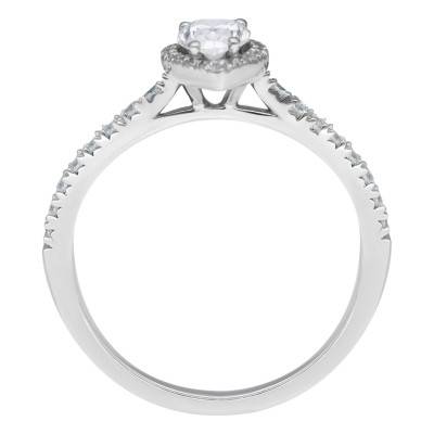 Bague Diamant Poire 0,50 ct GIA et son Halo en Or Blanc 750 - Divine