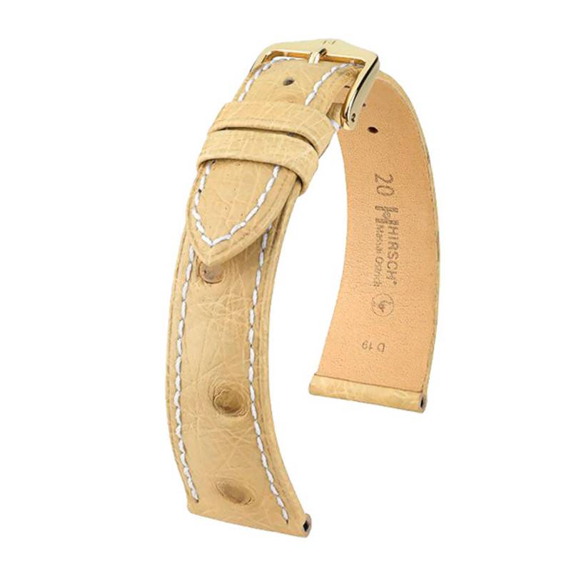 Massai Ostrich Beige/White Leather Strap 046291 - Hirsch
