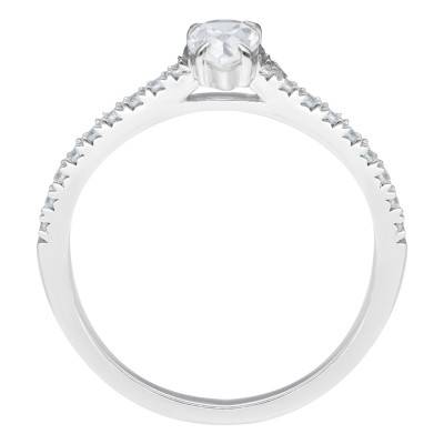 Bague Diamant Poire 0,70 ct GIA et Pavage en Or Blanc 750 - Divine