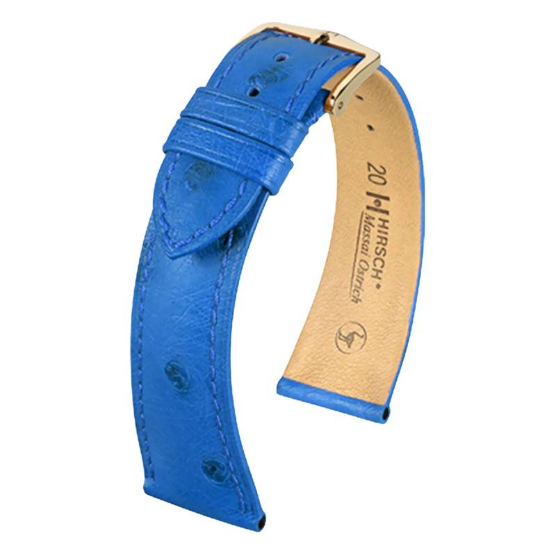 Royal Blue Massai Ostrich Leather Strap 046285 - Hirsch