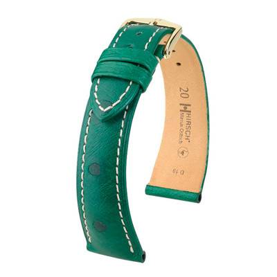 Green Massai Ostrich Leather Strap 046241 14mm to 22mm - Hirsch