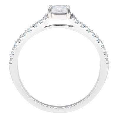 Bague Diamant Coussin 0,70 ct GIA, Pavage Or Blanc 750 - Divine