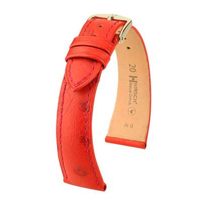 Red Massai Ostrich Leather Strap 046220 14mm to 22mm - Hirsch