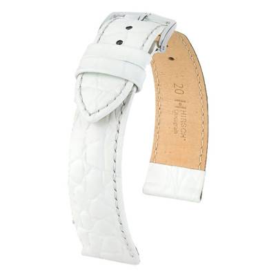 White Crocograin Watch Strap 12302800 - Hirsch