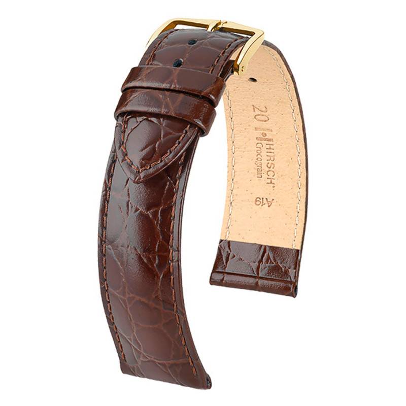 Brown Crocograin Leather Watch Strap 12302810 - Hirsch