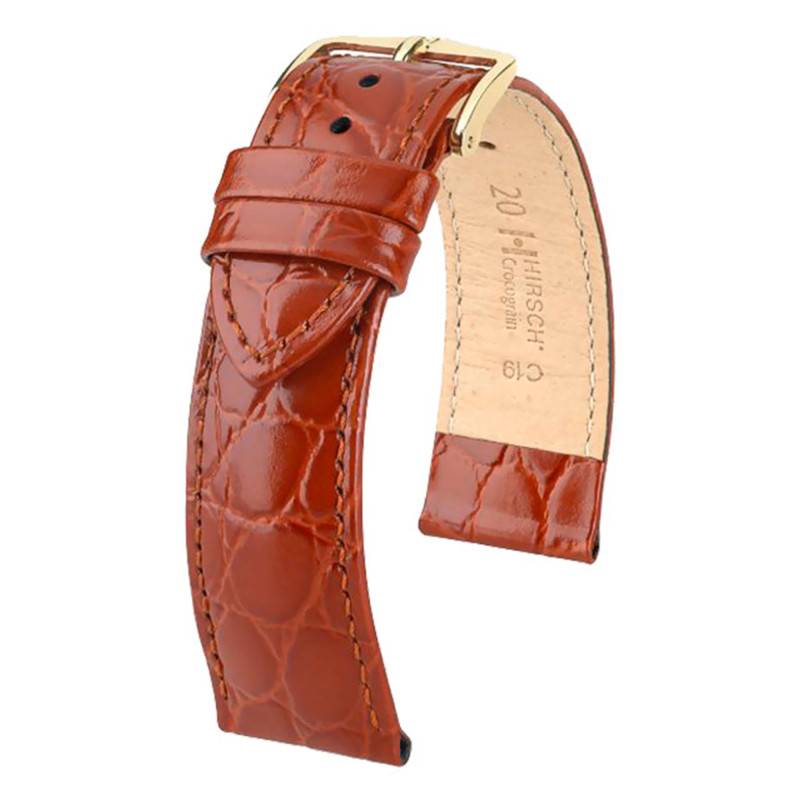 Golden Brown Crocograin Watch Strap 12302870 - Hirsch
