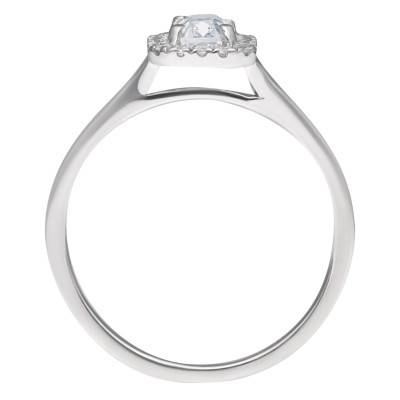 Bague Diamant Radiant 0,70 ct GIA et son Halo en Or Blanc 750 - Divine