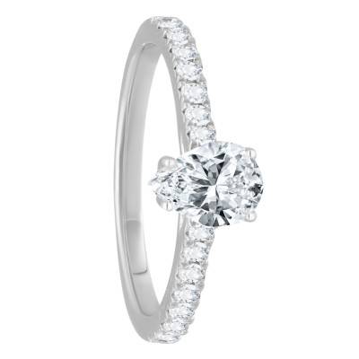 Bague Diamant Poire 0,50 ct GIA et son Pavage en Or Blanc 750 - Divine